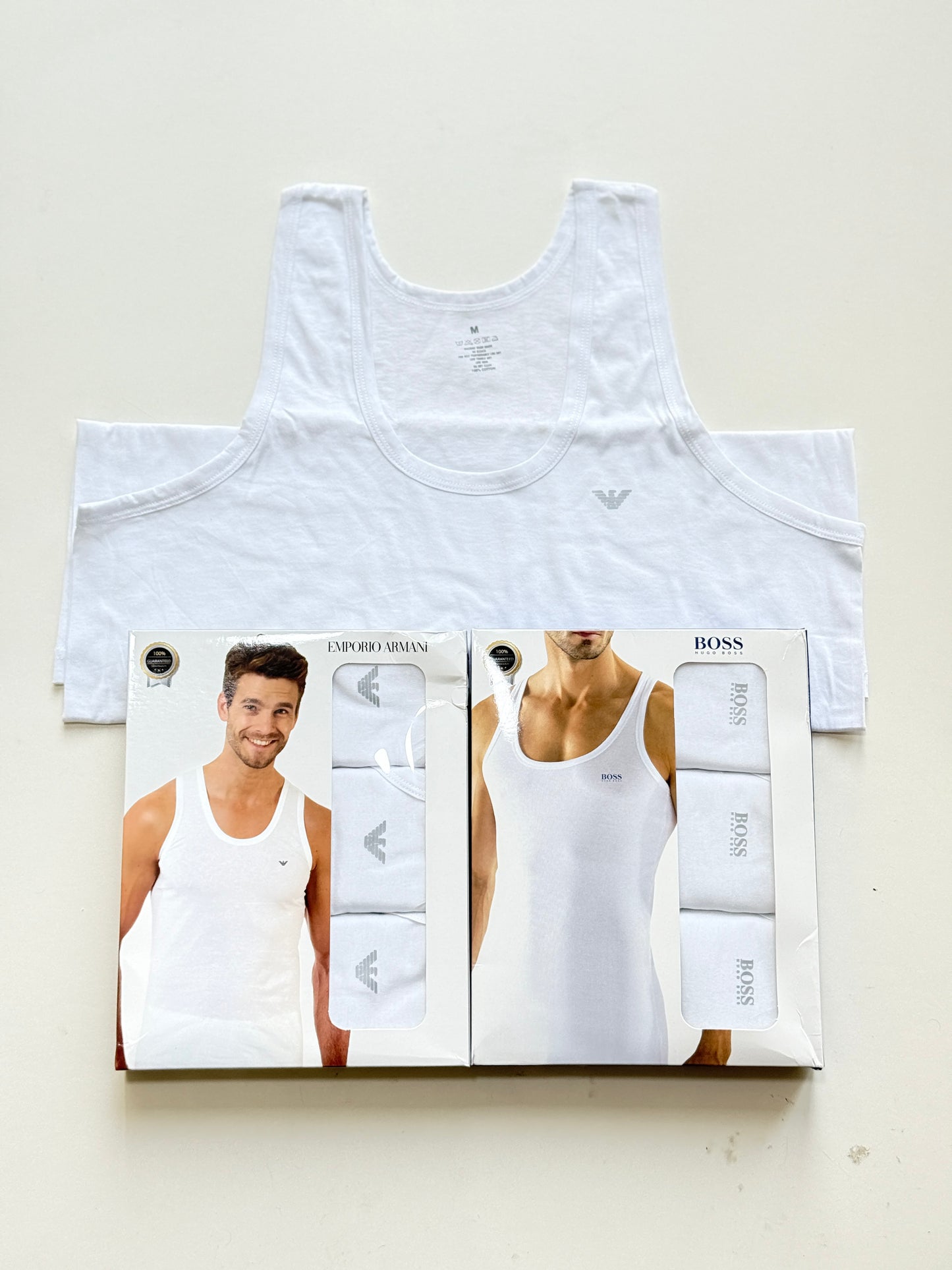 Hugo Boss White Cotton Tank Top