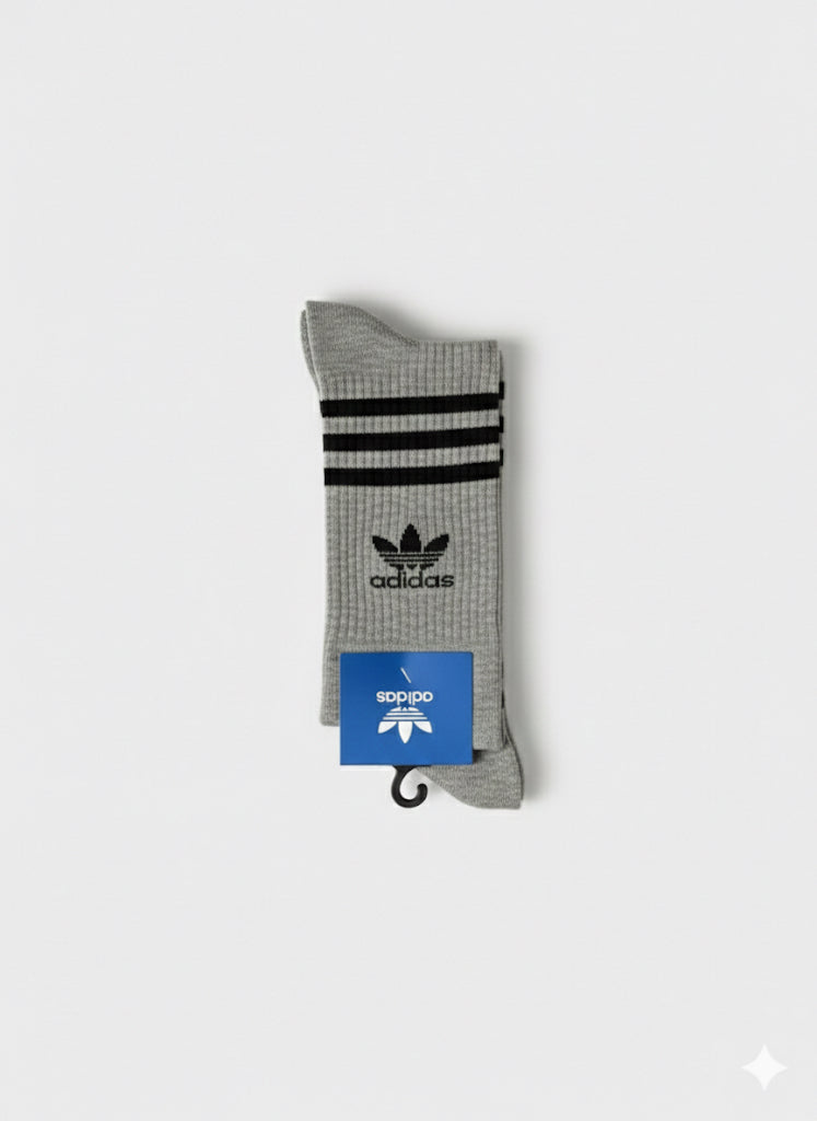 Adidas Classic Crew Socks – 3 Pack (Black, Grey, White)