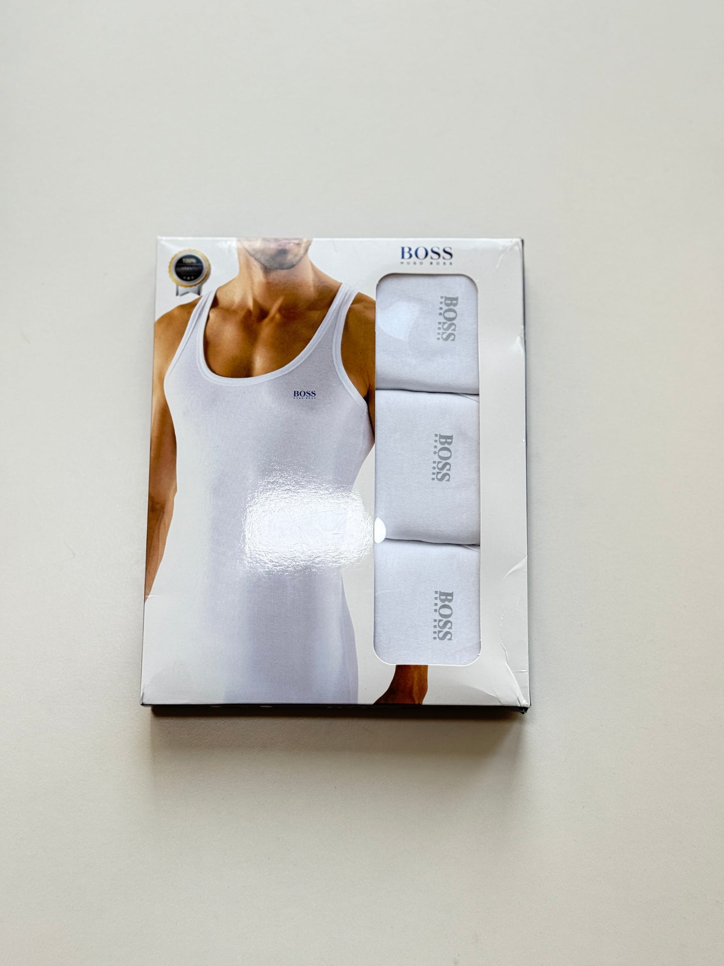 Hugo Boss White Cotton Tank Top