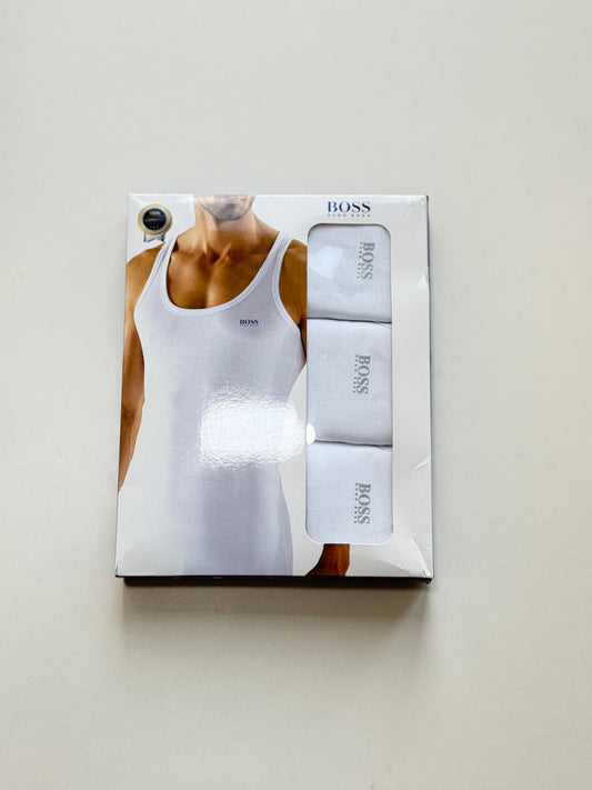 Hugo Boss White Cotton Tank Top