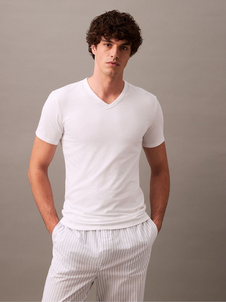 Calvin Klein White V-Neck Lounge T-Shirts